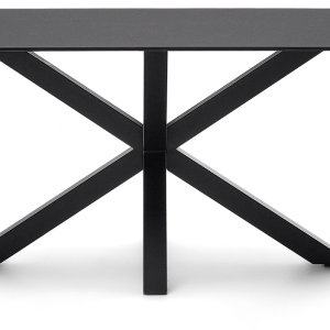 Spisebord Kave Home Arya 180Ã100 cm sort hærdet glas anti-fingeraftryk mat pulverlakeret stålben justerbare fødder nordisk design